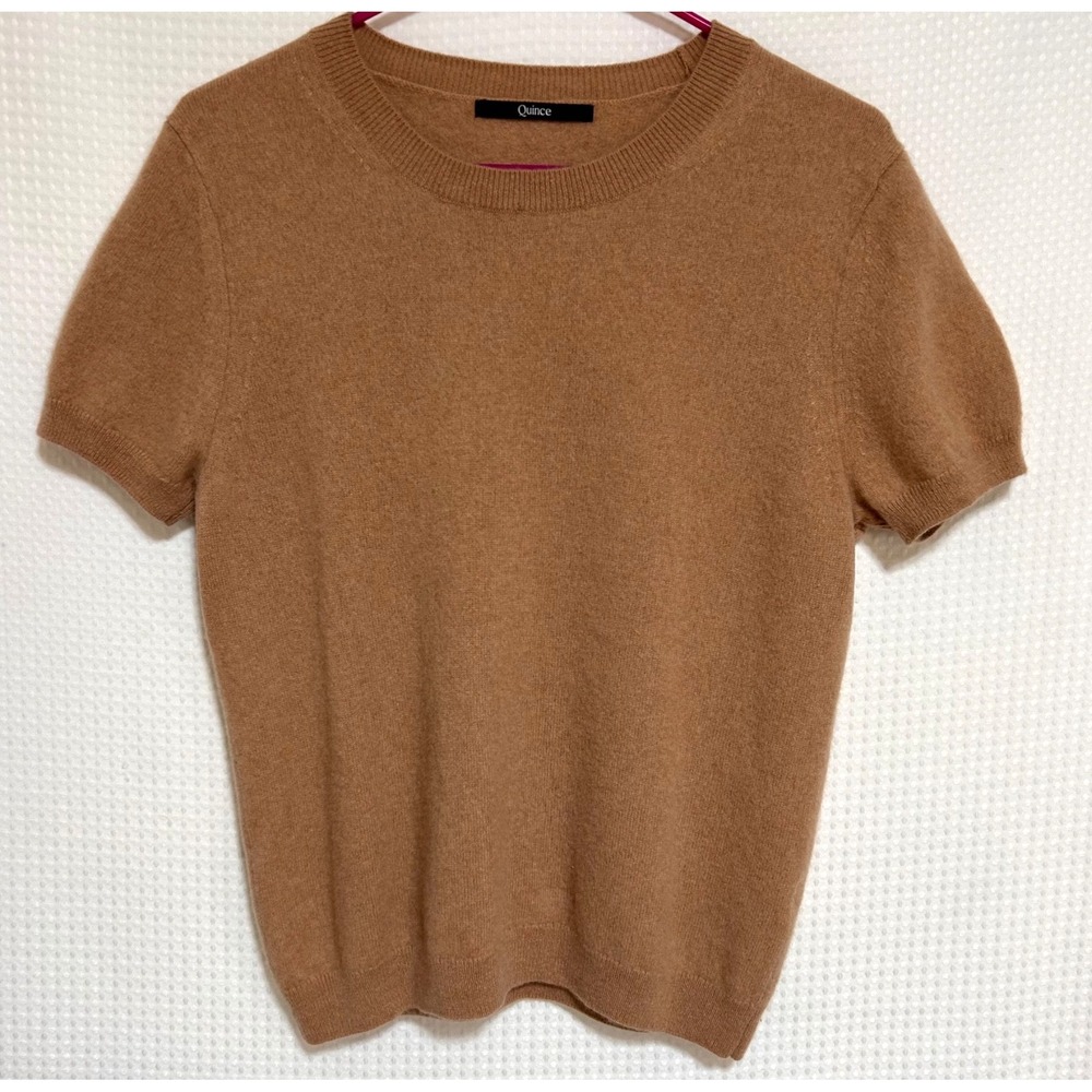 Quince Mongolian 100% Cashmere Size XL fits L Short Sleeve Sweater Tee Top b4